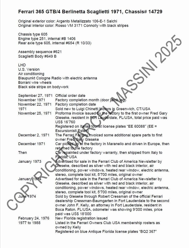 1971 Ferrari 365 GTB4 Berlinetta Scaglietti