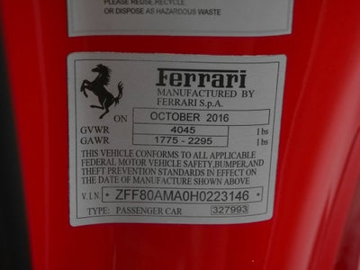 2017 Ferrari 488 Spider Base